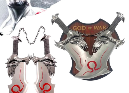 Set 2 Espadas del Caos de Kratos + Soporte - God of War 44cm