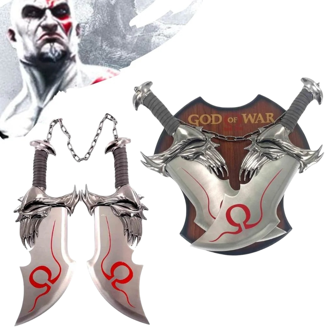 Set 2 Espadas del Caos de Kratos + Soporte - God of War 44cm