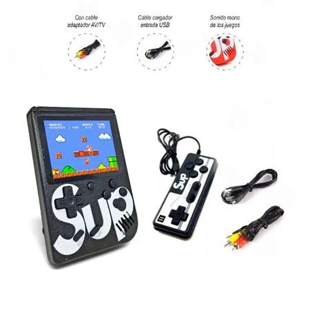 Consola Portátil Retro Negra 400 en 1 con Control Extra y Salida TV