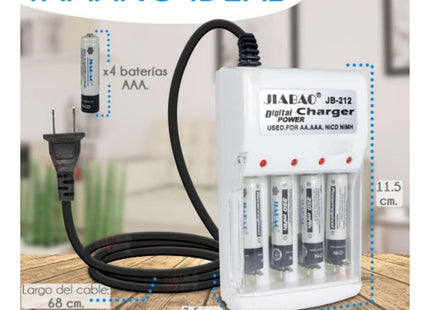 Cargador de Baterías Recargables JIABAO AA / AAA +4 Pilas AA JB212