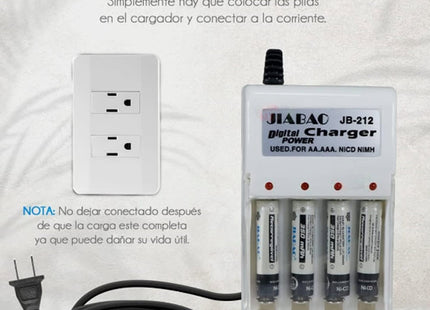 Cargador de Baterías Recargables JIABAO AA / AAA +4 Pilas AA JB212