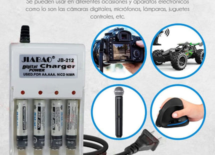 Cargador de Baterías Recargables JIABAO AA / AAA +4 Pilas AA JB212