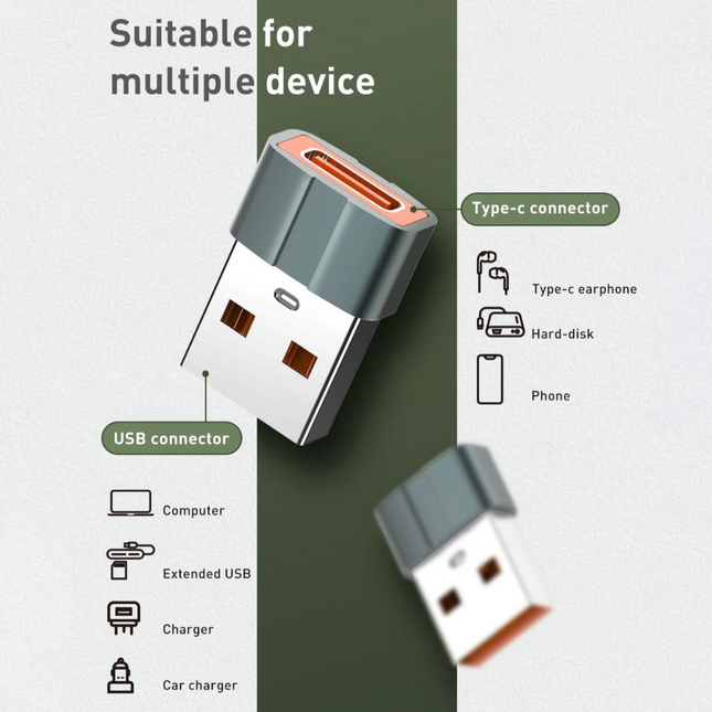 Adaptador USB-C LDNIO - Fast Transmission USB-C Female to USB 3.0 Male
