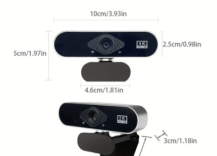 Webcam 4K Ultra 8MP - Micrófono con Reducción de Ruido y Clip Rotatorio