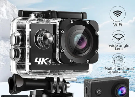 Cámara deportiva 4K WiFi Ultra HD - Lente Gran Angular con Carcasa Sumergible