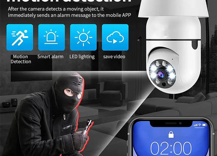 Cámara de Seguridad WiFi 360° con Control por Smartphone - Tipo Foco LED