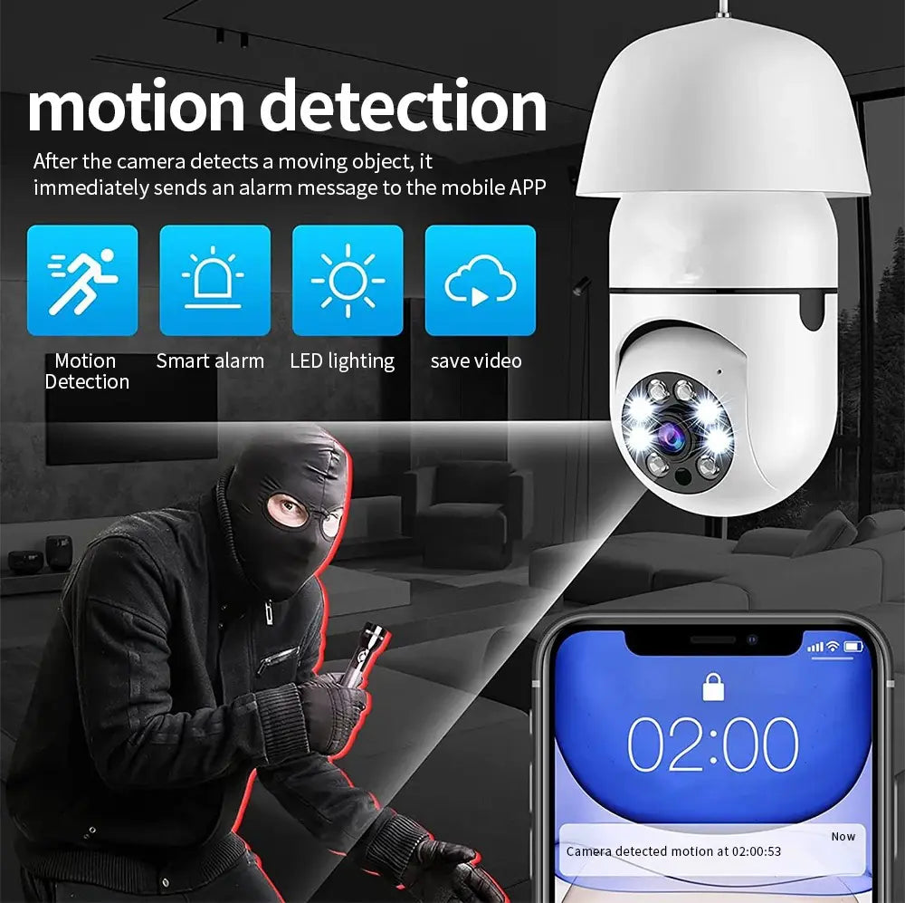 Cámara de Seguridad WiFi 360° con Control por Smartphone - Tipo Foco LED