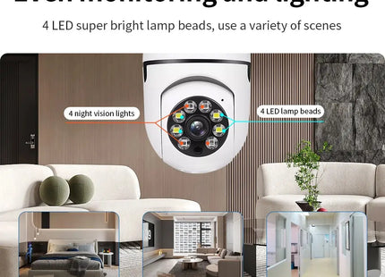 Cámara de Seguridad WiFi 360° con Control por Smartphone - Tipo Foco LED