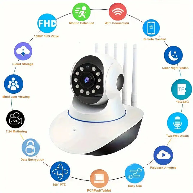 Cámara de Seguridad WiFi HD 1080p - Audio Bidireccional y Visión Nocturna