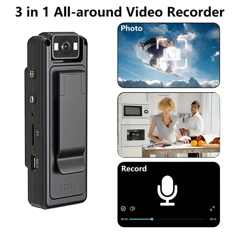 Body Cámara Compacta con Pantalla LCD - Grabación HD Discreta Portátil