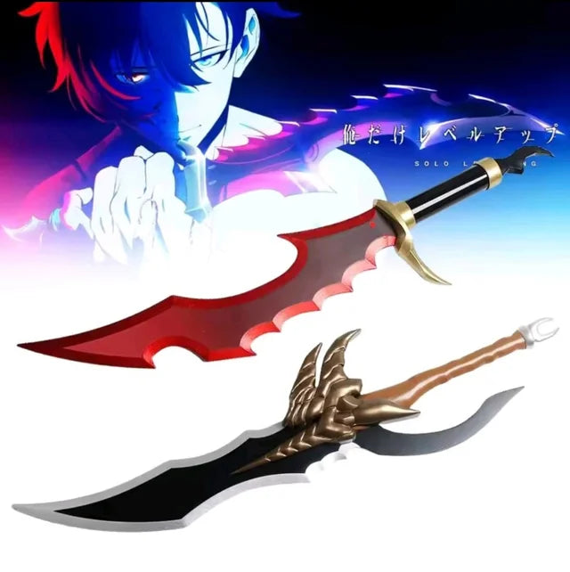 Set Dagas Solo Leveling de Acero 54cm Aprox - 2 Piezas con Base