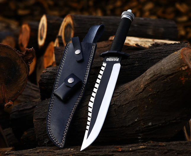 Cuchillo de Rambo II Acero + Funda - 35cm Decorativo