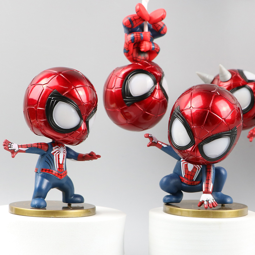 Set 5 Figuras Spider-Man Marvel Chibi con Ventosa 18cm Aprox