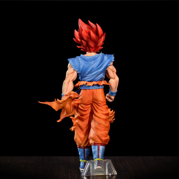Figura Goku Super Saiyan Dios 32cm Aprox | Cabello Rojo con Soporte