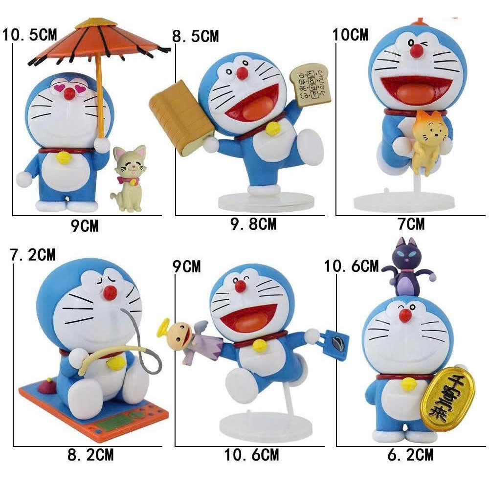 Set 6 Figuras Doraemon Coleccionables 10cm Aprox