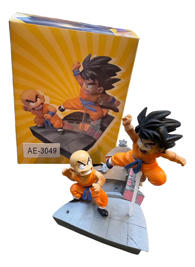 Figura Goku y Krilin Entrenamiento Diorama 12cm Aprox