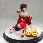 Figura Anime Girl Kimono Rojo con Accesorios 20cm Aprox