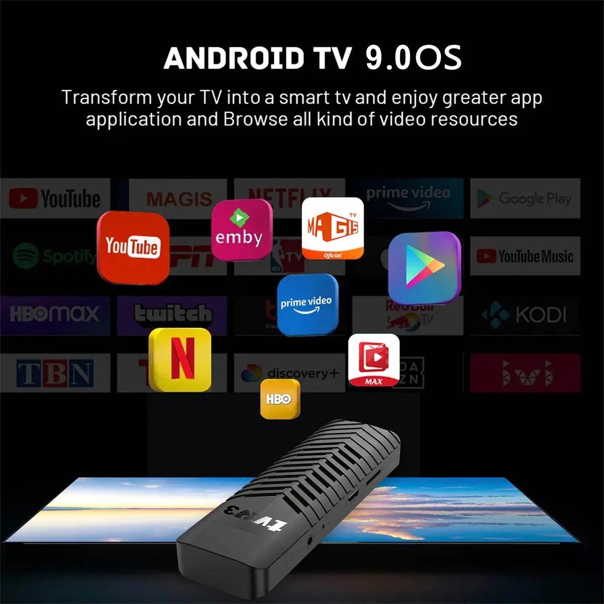 TV Stick TVR3 S Streaming Smart TV 1080p