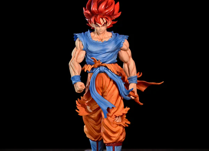 Figura Goku Super Saiyan Dios 32cm Aprox | Cabello Rojo con Soporte