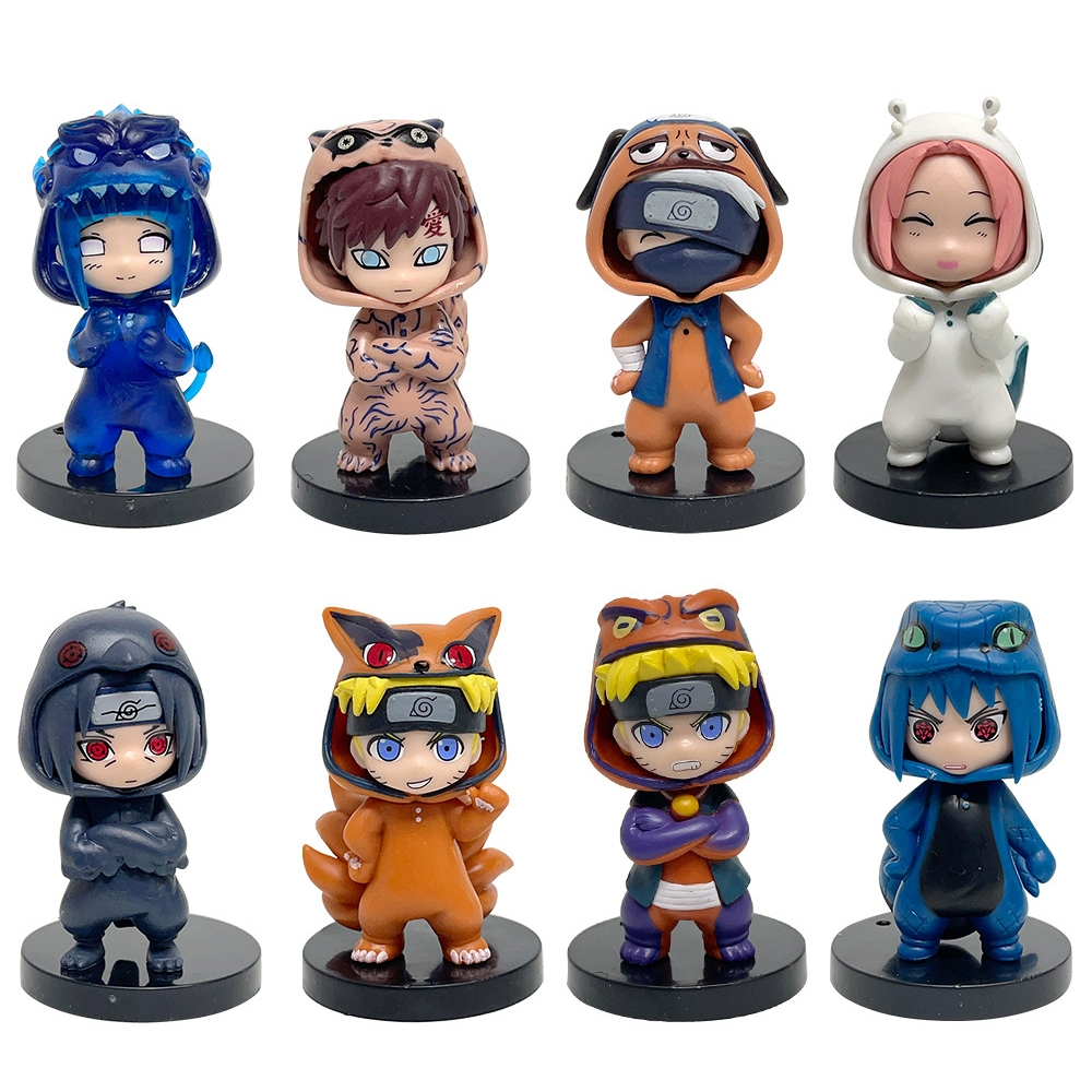 Set 8 Figuras Chibi Naruto Cosplay Animal 8cm Aprox