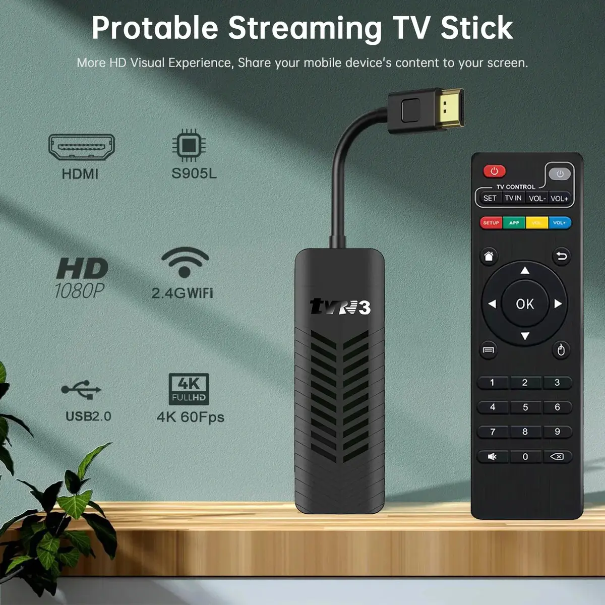 TV Stick TVR3 S Streaming Smart TV 1080p