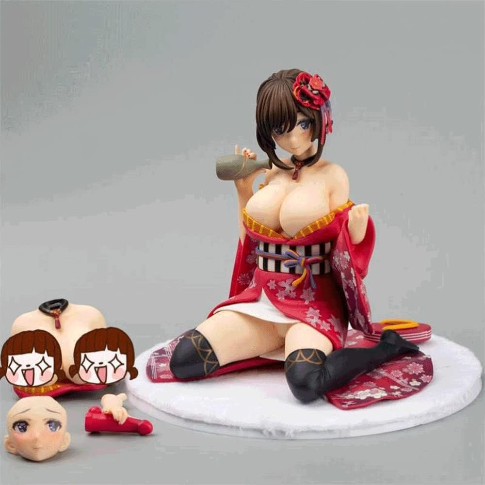 Figura Anime Girl Kimono Rojo con Accesorios 20cm Aprox