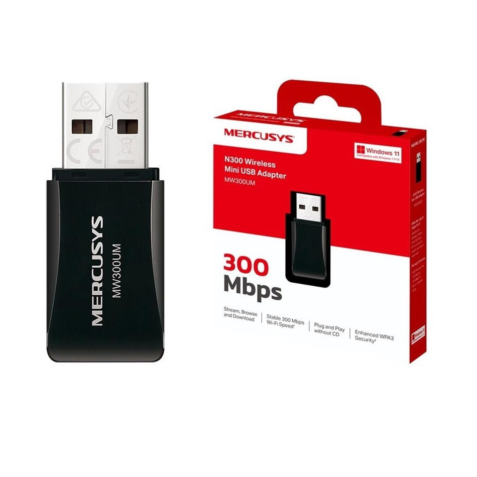 Adaptador WiFi USB Mercusys MW300UM con caja
