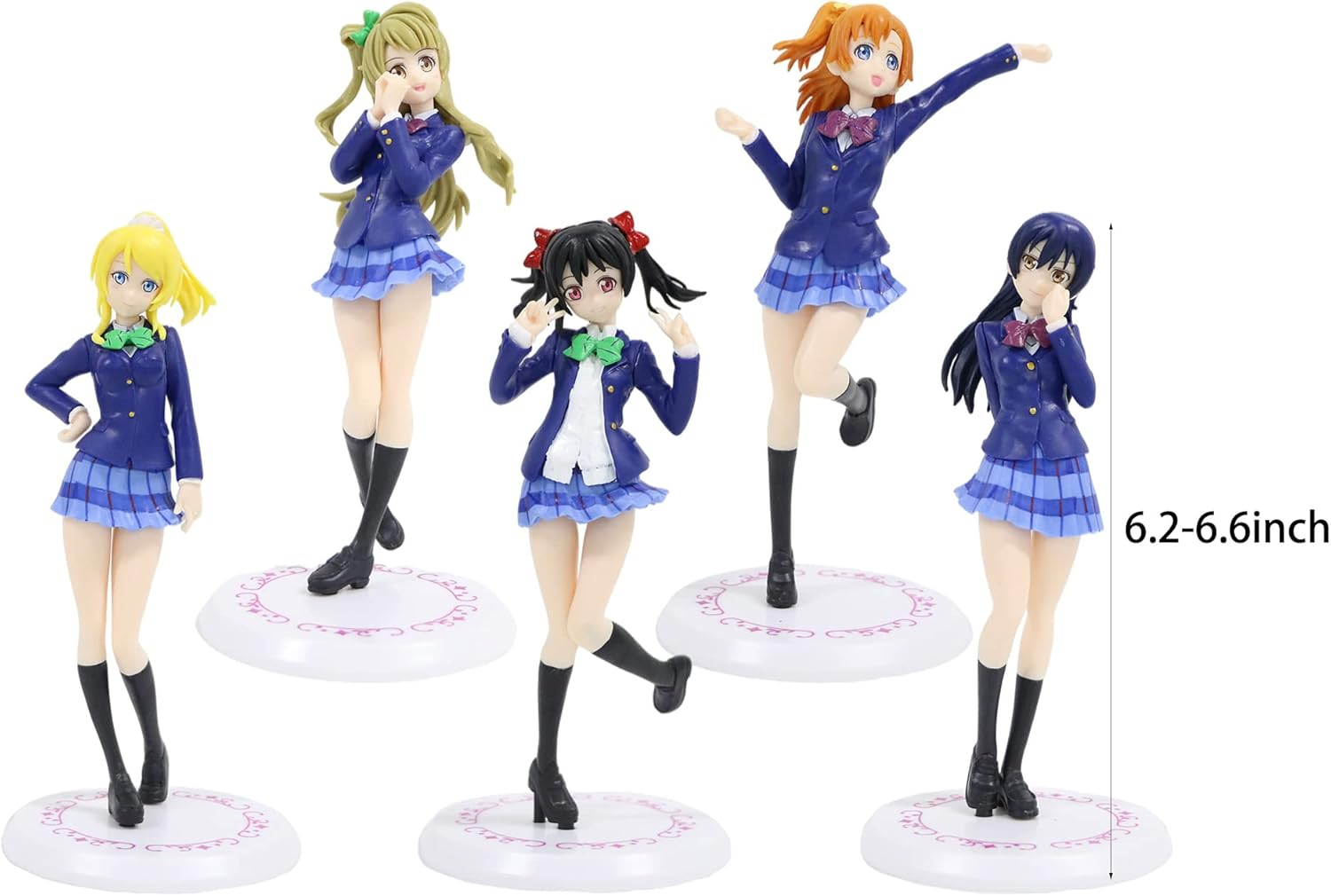 Set 5 Figuras Love Live! Uniforme Escolar 12cm Aprox