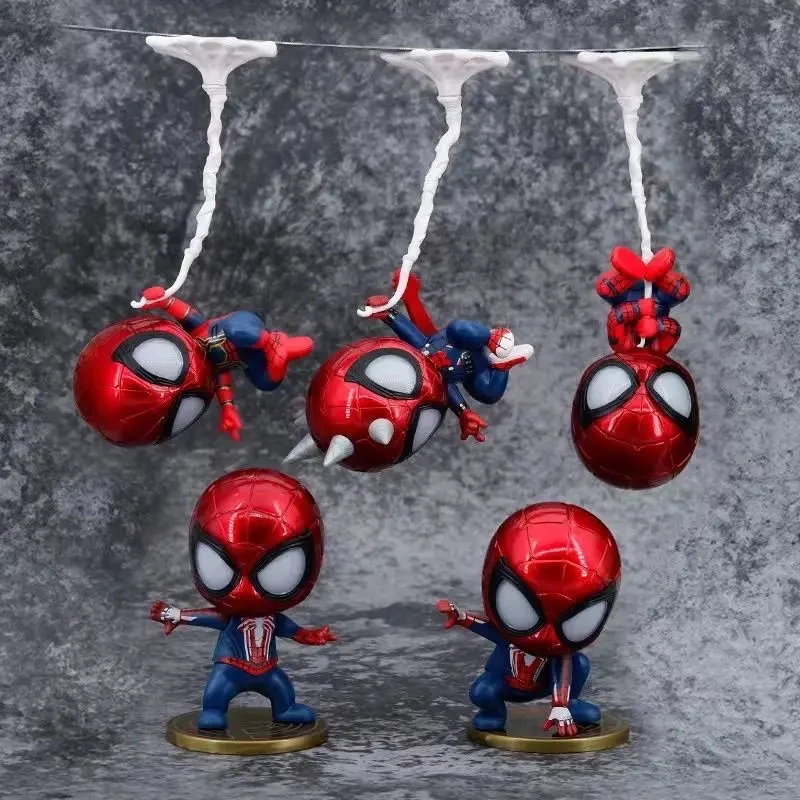 Set 5 Figuras Spider-Man Marvel Chibi con Ventosa 18cm Aprox