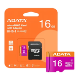 Memoria MicroSD ADATA 16GB con Adaptador - empaque y tarjeta