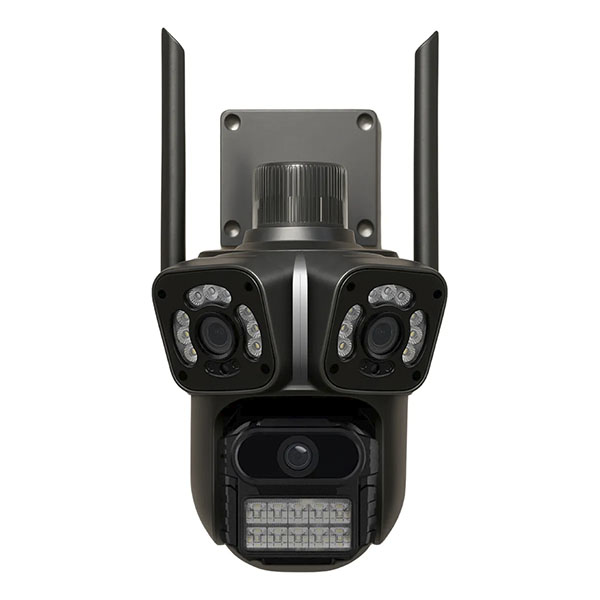 Cámara Triple 2MP x 3 PTZ con Luz de Alarma App ICSEE