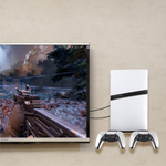 Soporte de Pared con Porta Controles para PS5 Slim y PS5 Pro 20cm Aprox