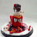 Figura Anime Girl Kimono Rojo con Accesorios 20cm Aprox