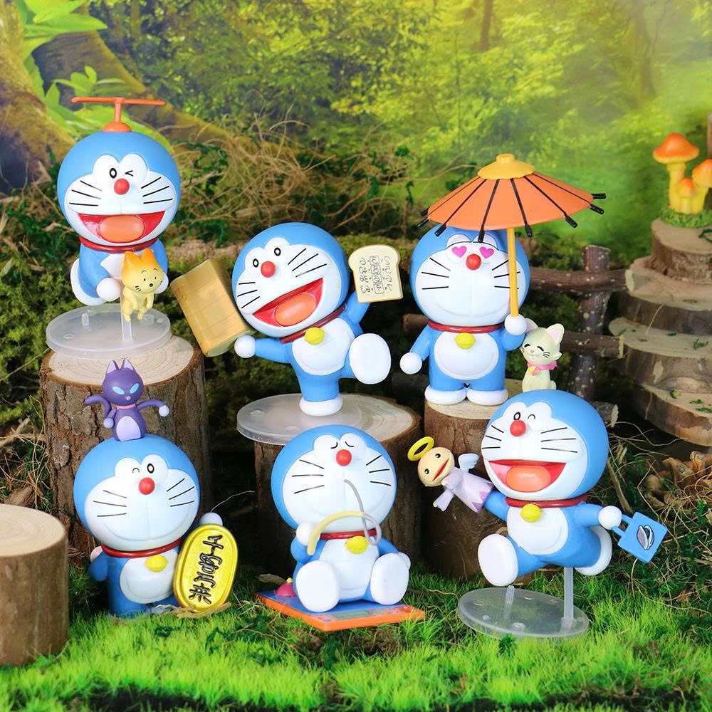 Set 6 Figuras Doraemon Coleccionables 10cm Aprox