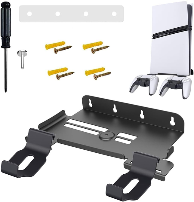 Soporte de Pared con Porta Controles para PS5 Slim y PS5 Pro 20cm Aprox