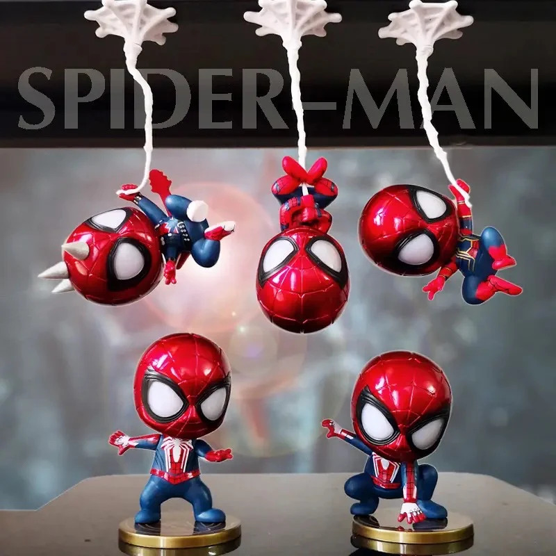 Set 5 Figuras Spider-Man Marvel Chibi con Ventosa 18cm Aprox