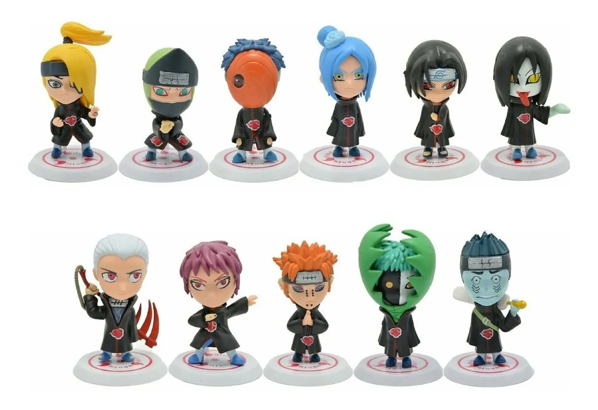 Set 11 Figuras Mini Akatsuki Chibi 8cm Aprox