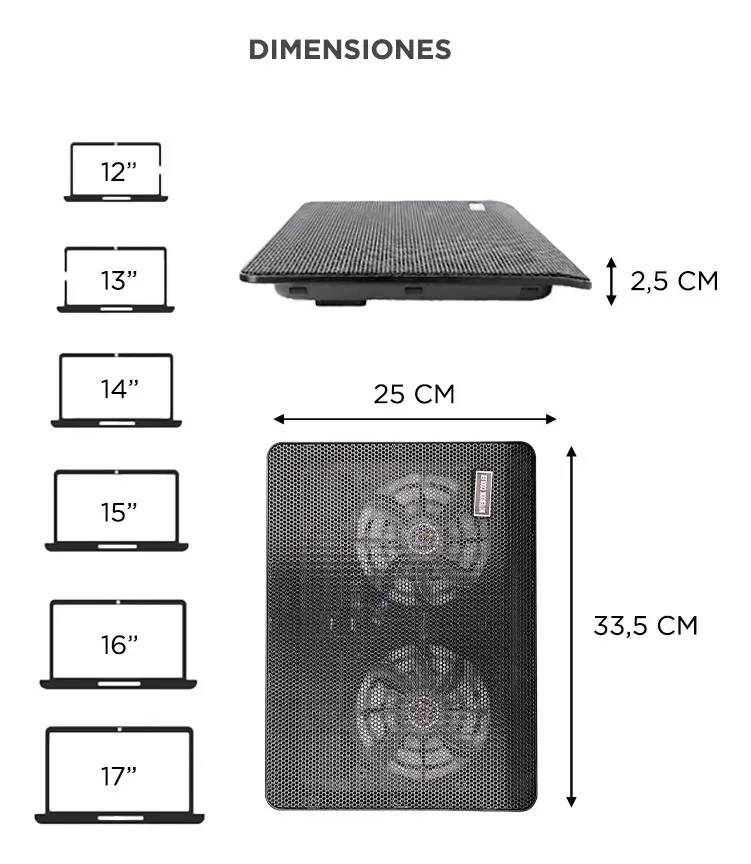 Base Notebook Cooler Murago M8 con Doble Ventilador 140mm
