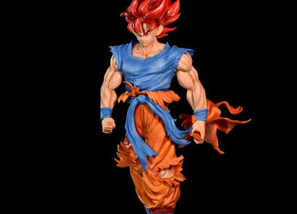 Figura Goku Super Saiyan Dios 32cm Aprox | Cabello Rojo con Soporte