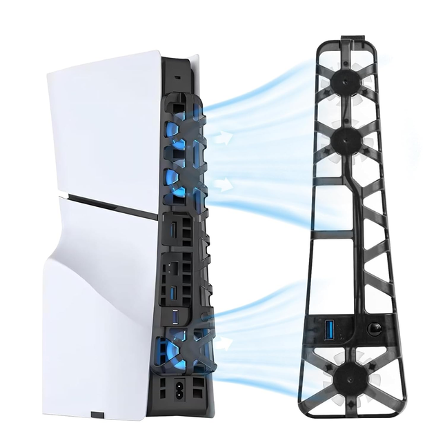 Ventilador 5 Turbinas LED Azul con Puerto USB 3.0 para PS5 Slim 29cm Aprox