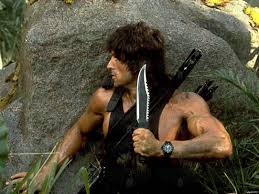 Cuchillo de Rambo II Acero + Funda - 35cm Decorativo