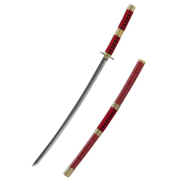 Katana Sandai Kitetsu de Zoro Hoja Acero + Vaina Roja - One Piece 103cm