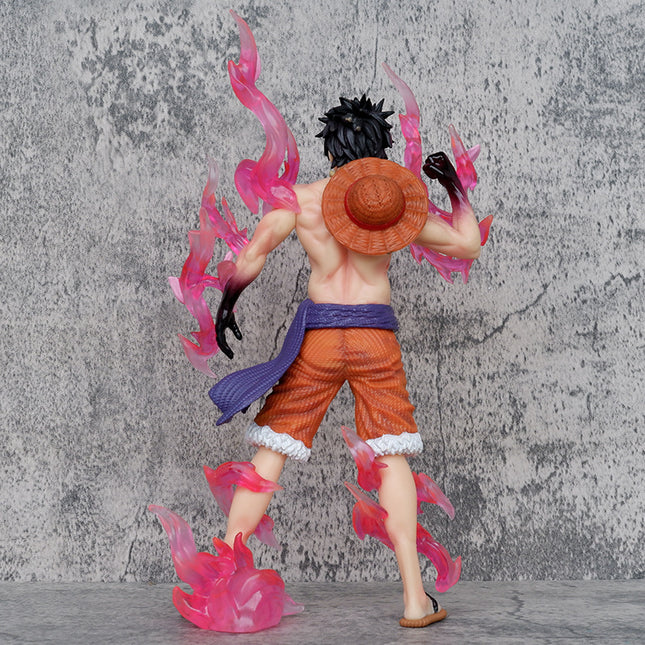 Figura Luffy con Llamas Rosas 31cm