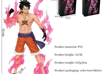 Figura Luffy con Llamas Rosas 31cm
