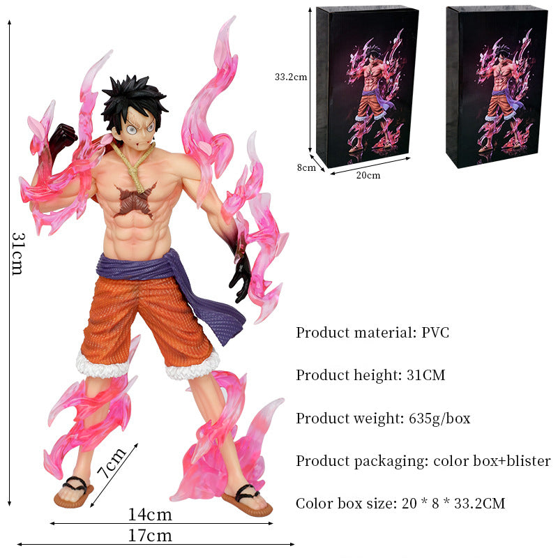 Figura Luffy con Llamas Rosas 31cm