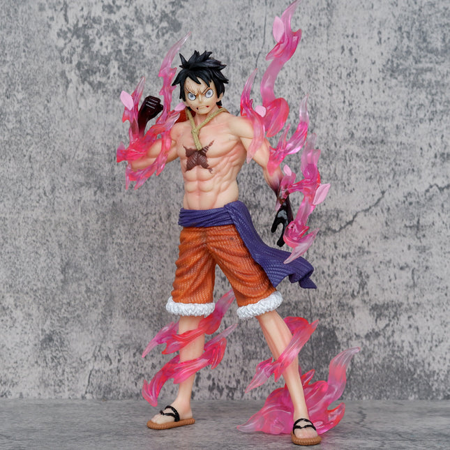 Figura Luffy con Llamas Rosas 31cm