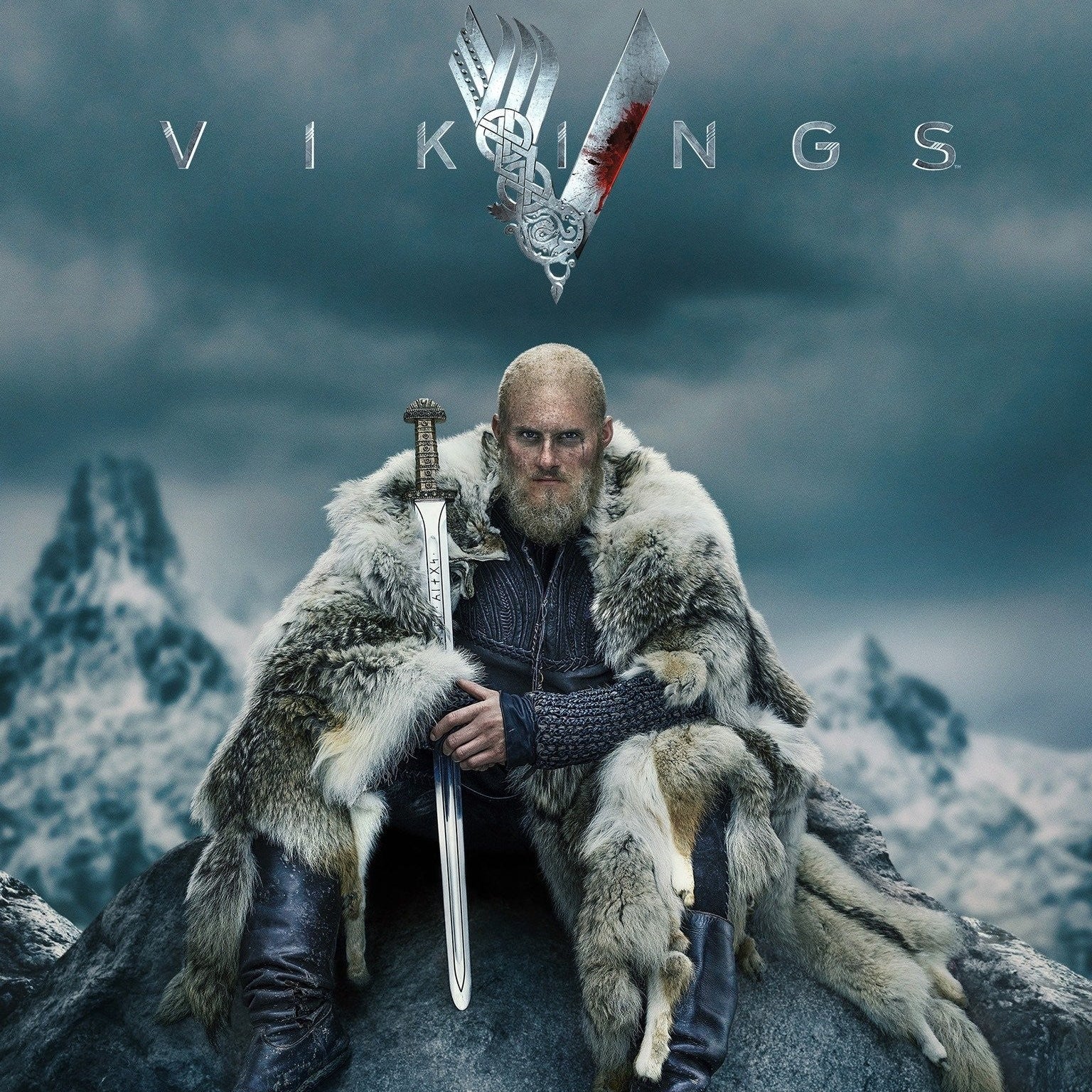 Espada Vikinga de Ragnar Lothbrok - Vikings Decorativa 90cm + Soporte