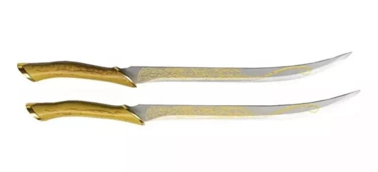 Set 2 Dagas Élficas de Legolas + Soporte - El Señor de los Anillos 60cm