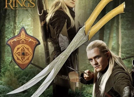 Set 2 Dagas Élficas de Legolas + Soporte - El Señor de los Anillos 60cm