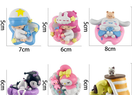 Set de Figuras Sanrio 6 Piezas Durmiendo